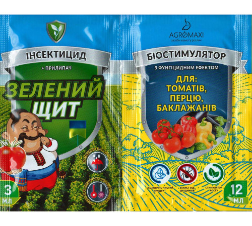 Інсектофунгіцид Зелений щит "Для томатів, перцю та баклажанів" 12мл+3мл /50шт