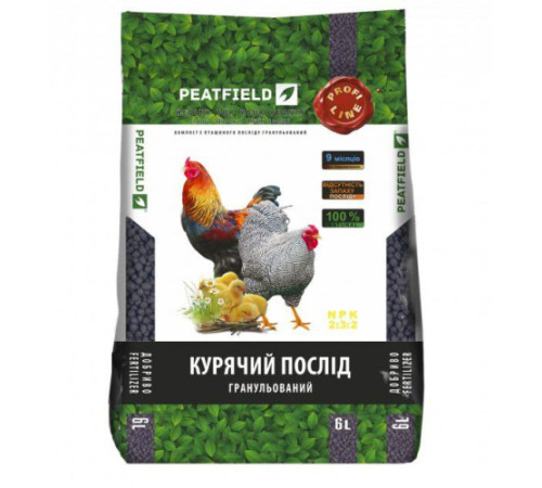 Компост з курячого посліду гранульований PeatField 6л