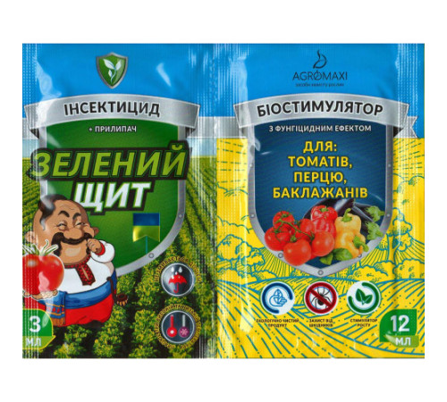 Інсектофунгіцид Зелений щит "Для томатів, перцю і баклажанів" 12мл+3мл /50шт