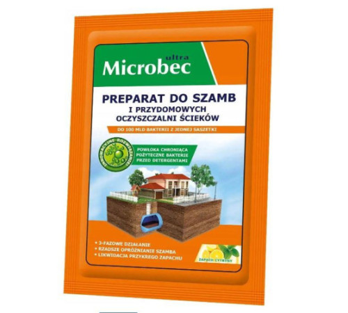 Препарат Мікробек Microbec Ultra САШЕ для септиків та вигрібних ям 18шт*25г Bros