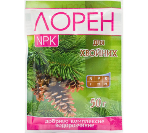 Добриво кристал. Лорен NPK для Хвойних 50г